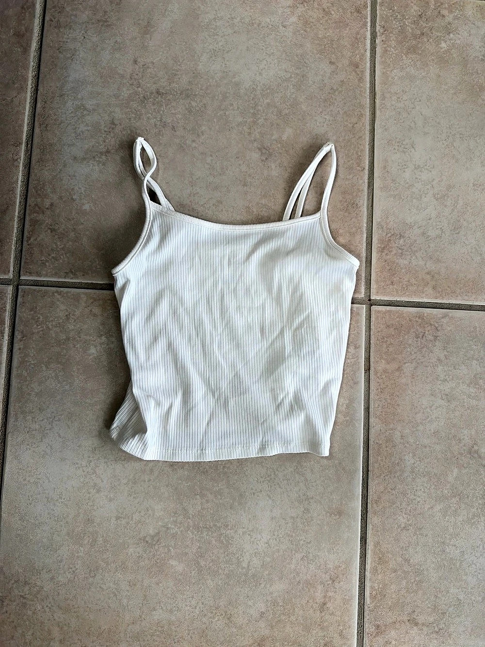 American Eagle AE Twice As Nice Cami Ribbed Cami Tank in White